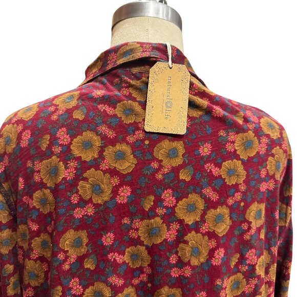 Natural Life Christa Midi Dress Floral Cranberry Cotton Boho NWT XL - Picture 8 of 10